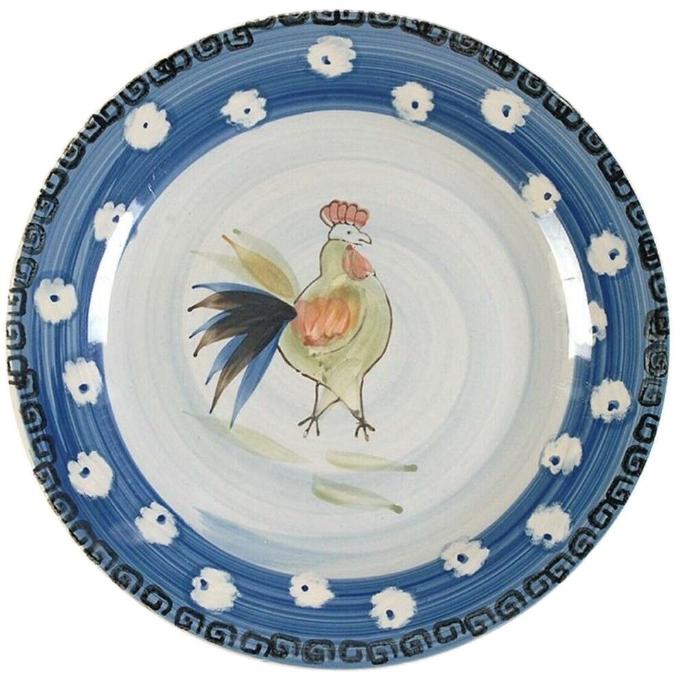 Royal Norfolk 10 3/4" Dinner Plate Rooster Center Blue & White Porcelain Ceramic